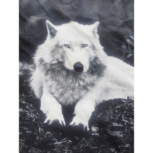Majestic White Wolf Flag Large 6.5x5.5ft Cabin Decor Wildlife Indian Tapestry